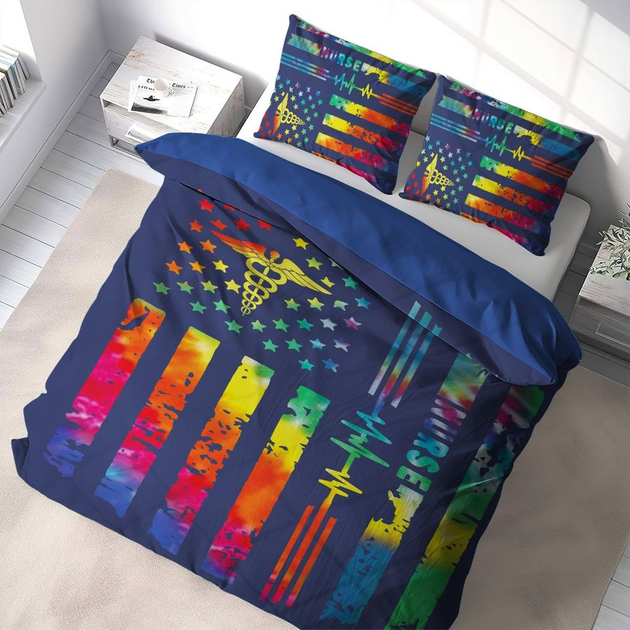 Nurse Bedding Set Nurse American Flag And Medical Symbol Duvet Covers