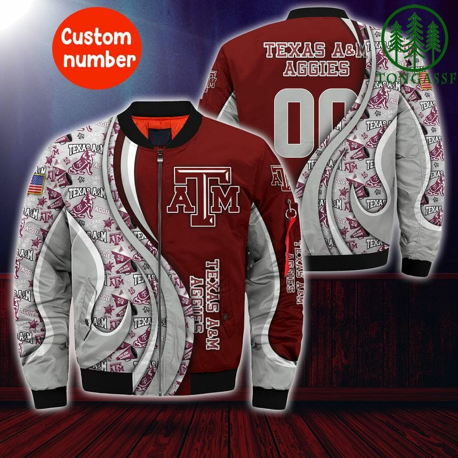 Texas A&M Aggies Custom Number Maroon Bomber Jacket