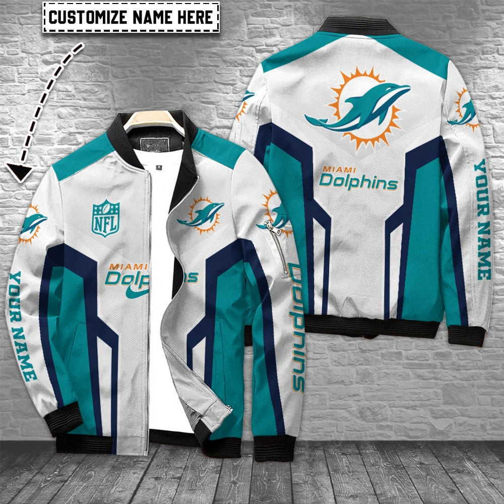 Miami Dolphins Personalized Bomber Jacket BG657