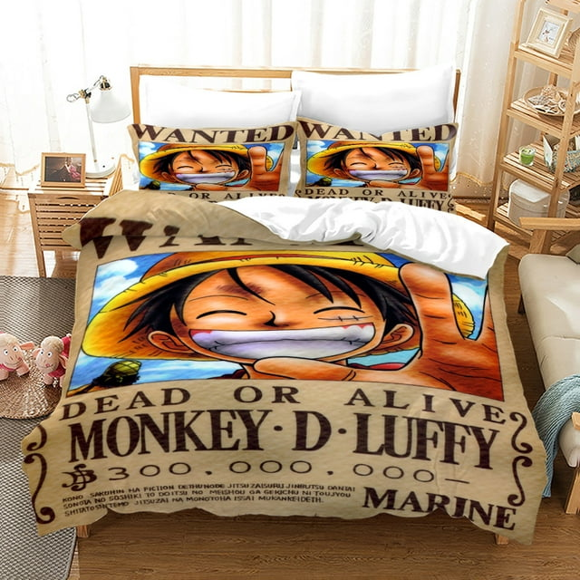 One Piece Bedding Set One Piece Luffy Wanted Paper Duvet Covers