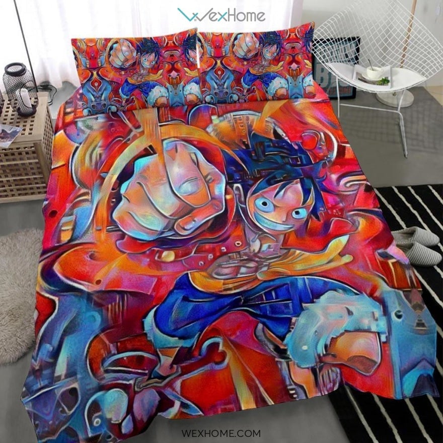 One Piece Bedding Set Monkey D Luffy Fighting Pose Art Duvet Covers