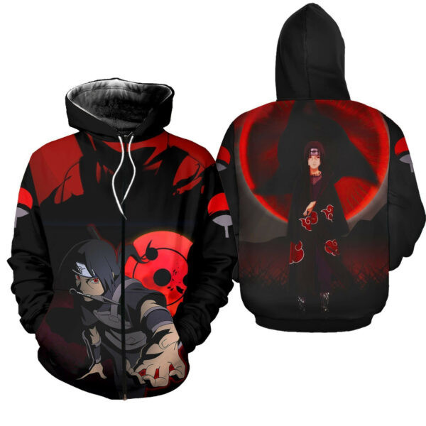 Itachi Sharingan Eyes Akatsuki Naruto Anime 2k858 Cartoon 3d Hoodie Zip Hoodie 986