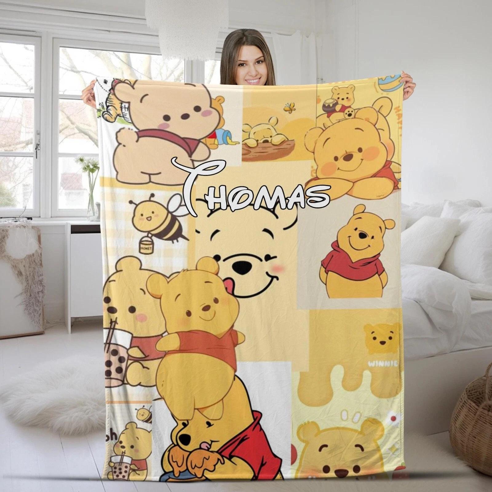 Personalized Winnie The Pooh Fleece Sherpa Blanket