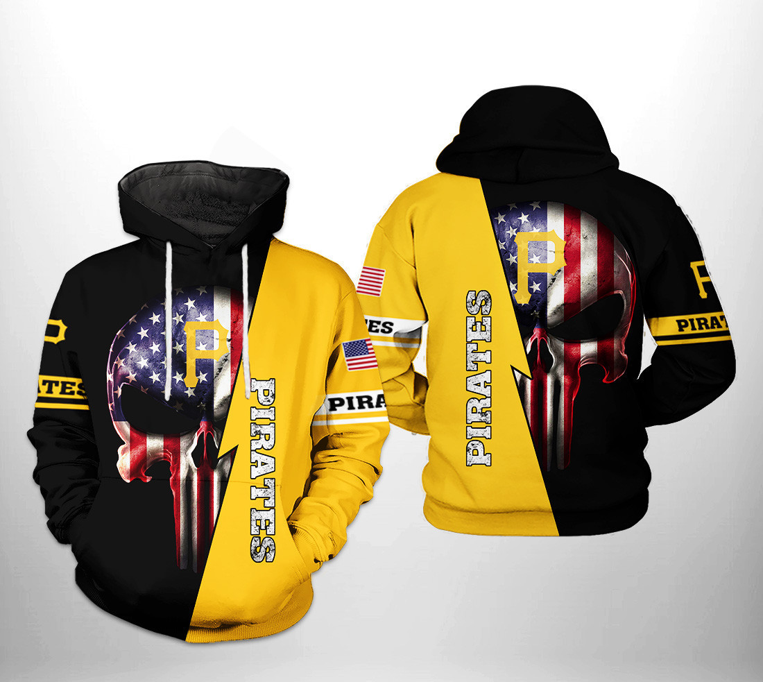 Pittsburgh Pirates MLB US Flag Skull 3D All Over Print Hoodie & Zip Hoodie