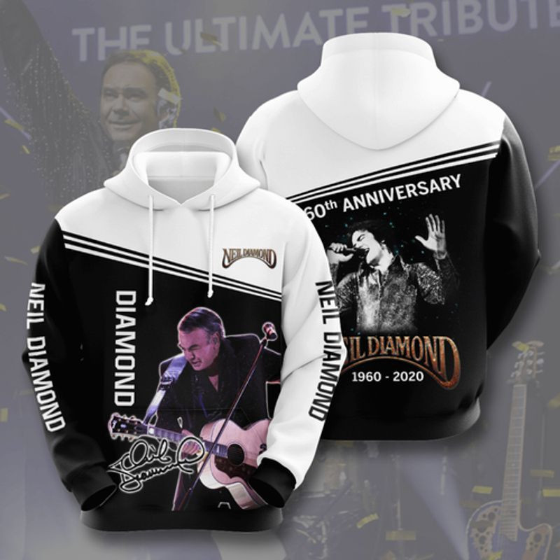 Neil Diamond 1960-2020 60th Anniversary Signature 3d Hoodie