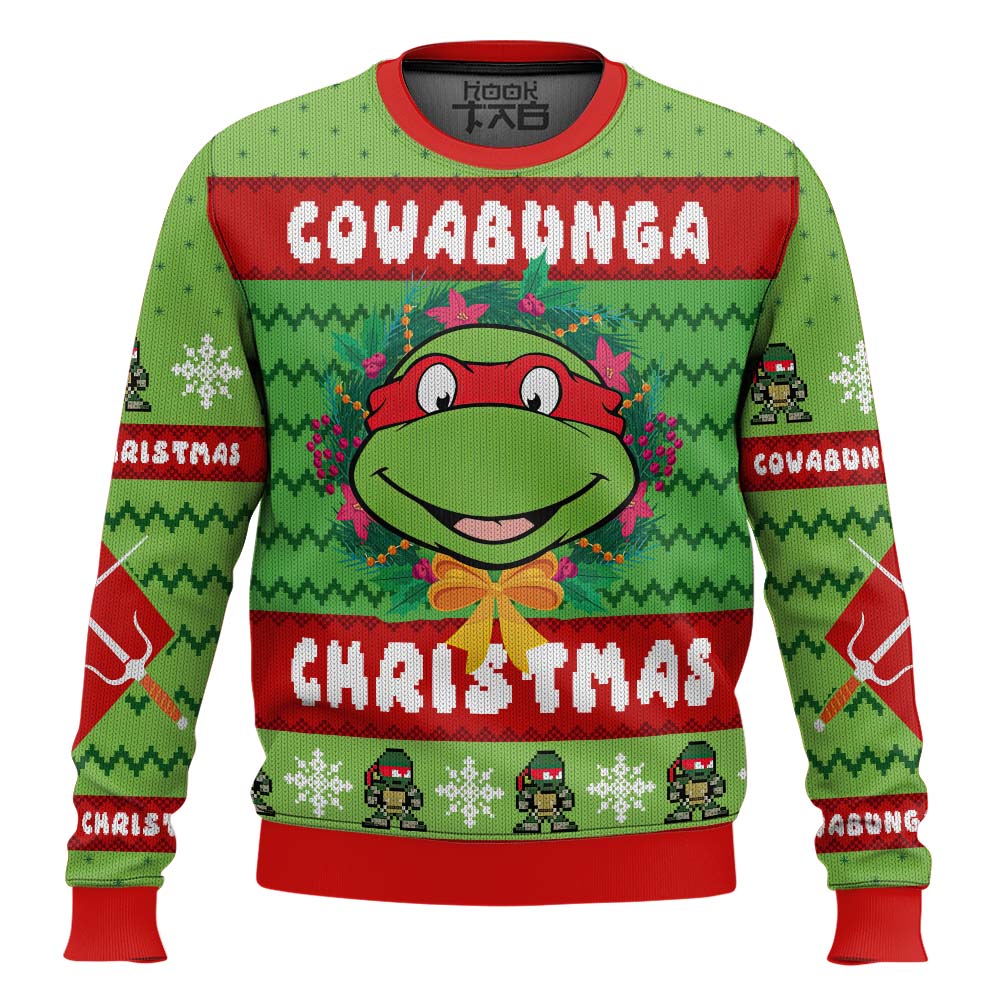 Cowabunga Raphael Christmas Teenage Mutant Ninja Turtles Ugly Christmas Sweater