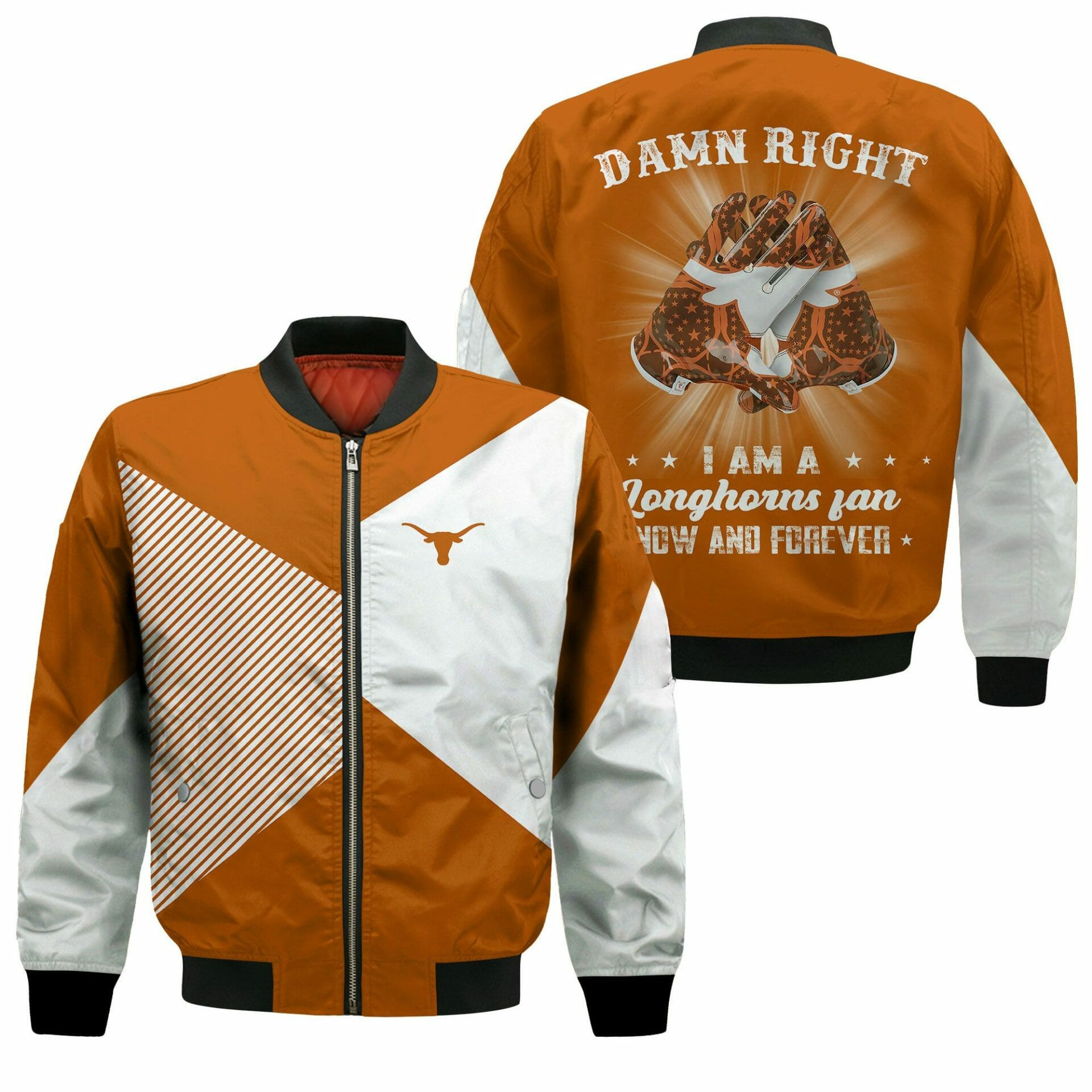 Texas Longhorns Orange White Bomber Jacket V2