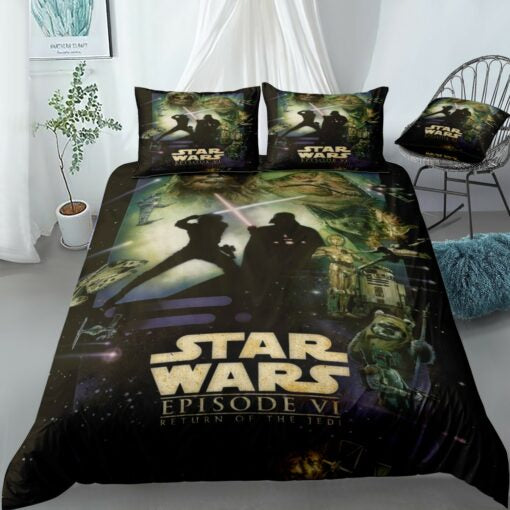 SW Bedding Set Return of the Jedi Fight Scene Duvet Covers Black