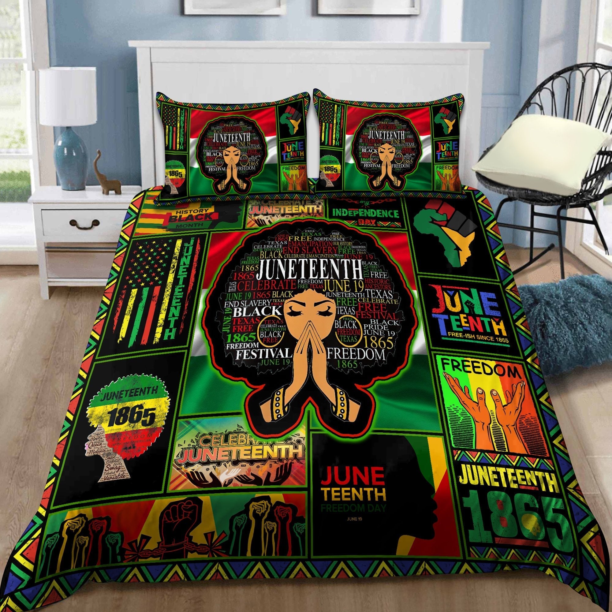 Juneteenth Bedding Set Juneteenth Retro Girl Freedom 1865 Duvet Covers