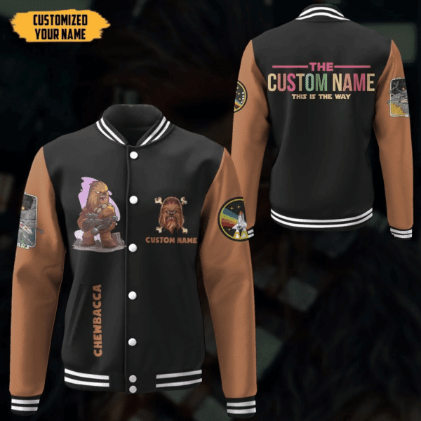 Gearhumans 3d Star Wars Chewbacca Custom Name Baseball Jacket 17, Gift Lover Baseball Jacket 374