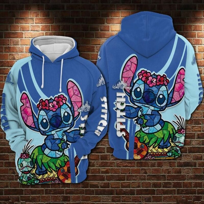 Stitch Hawaii Cartoon Lilo & Stitch 2 Over Print 3d Hoodie Zip Hoodie