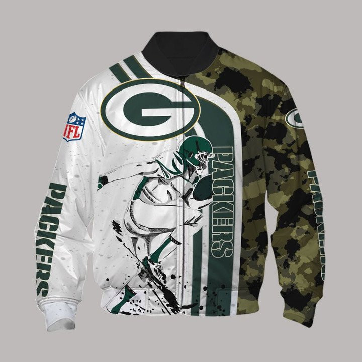 Green Bay Packers White Camo Bomber Jacket