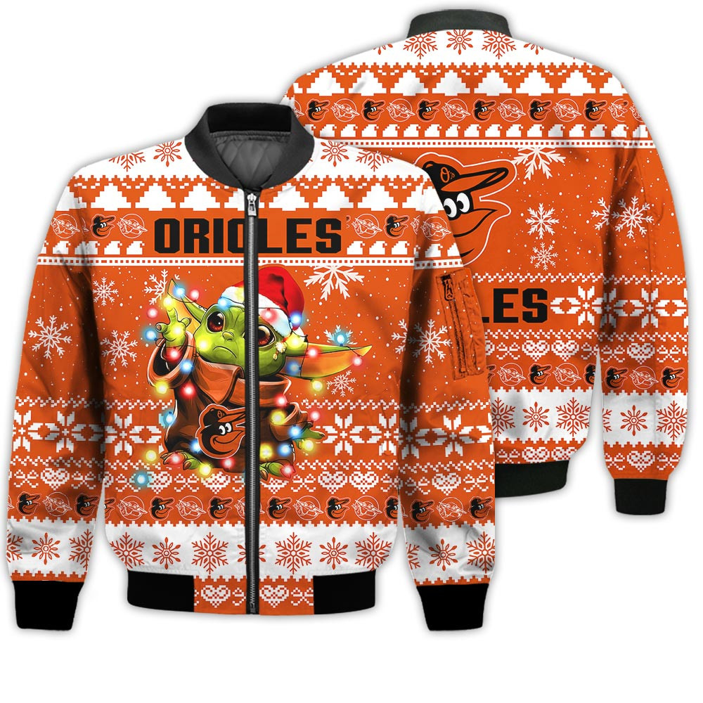 Baltimore Orioles Baby Yoda Star Wars Bomber Jacket