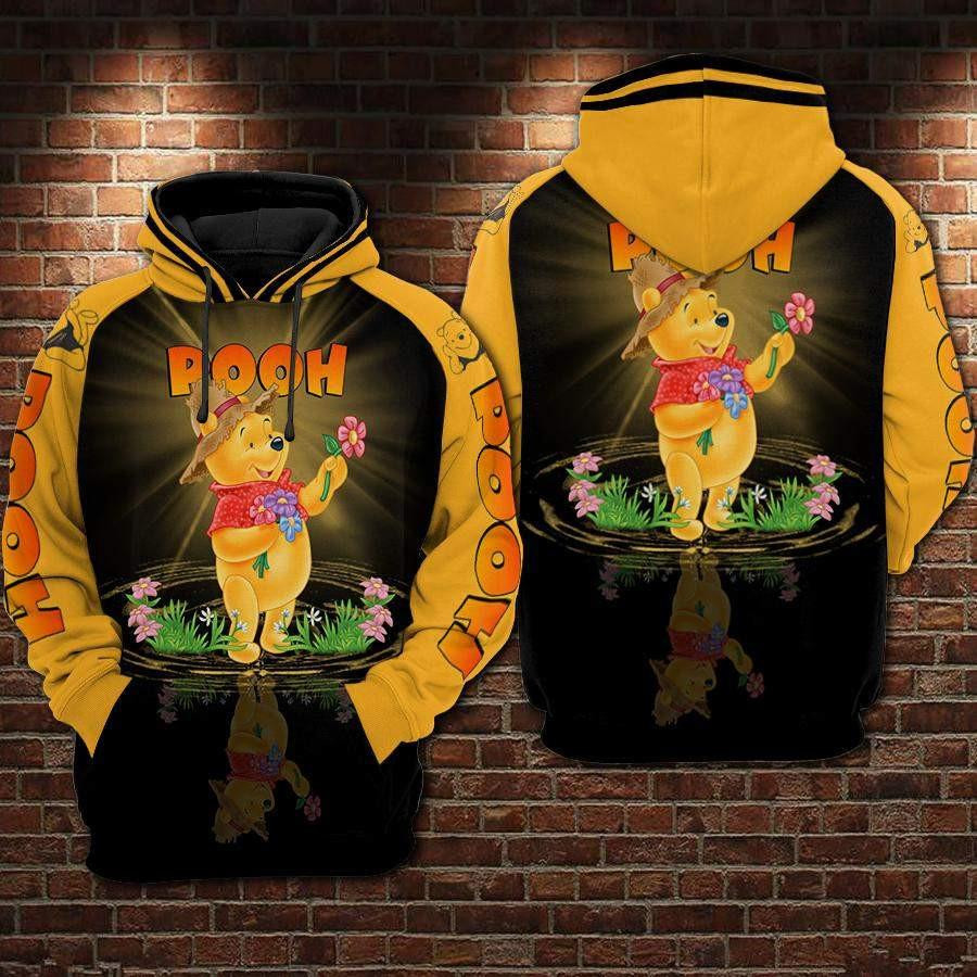 Winnie The Pooh, Pooh Bear With Flower Ver111 Aop Hoodie, Zip Hoodie