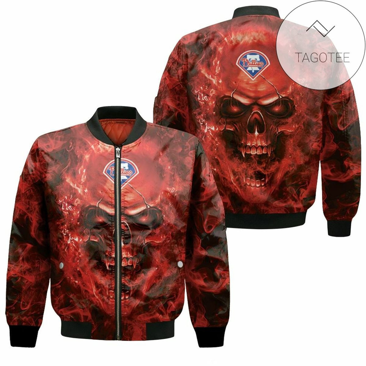 Philadelphia Phillies Fans Skull Bomber Jacket