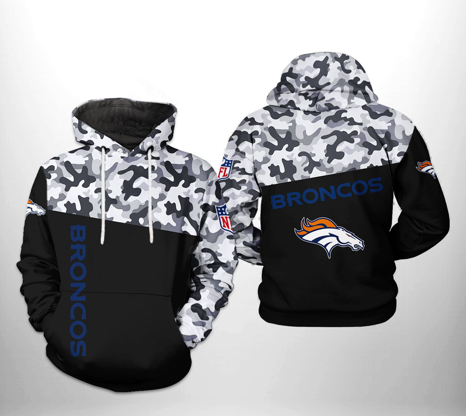 Denver Broncos Camo Veteran Team 3D All Over Print Hoodie & Zip Hoodie