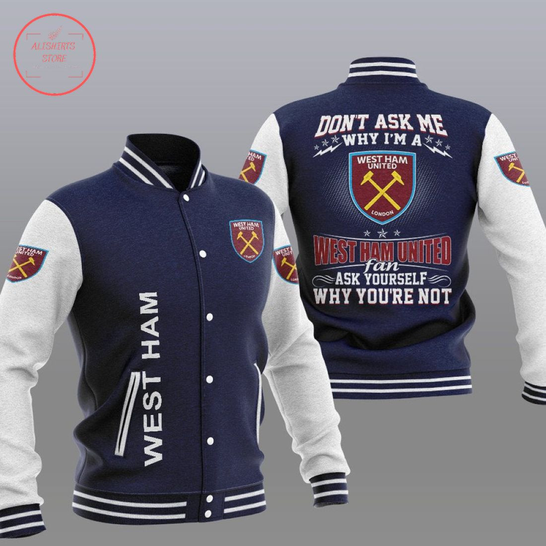 West Ham United FC Dark Blue Why Not Baseball Jacket