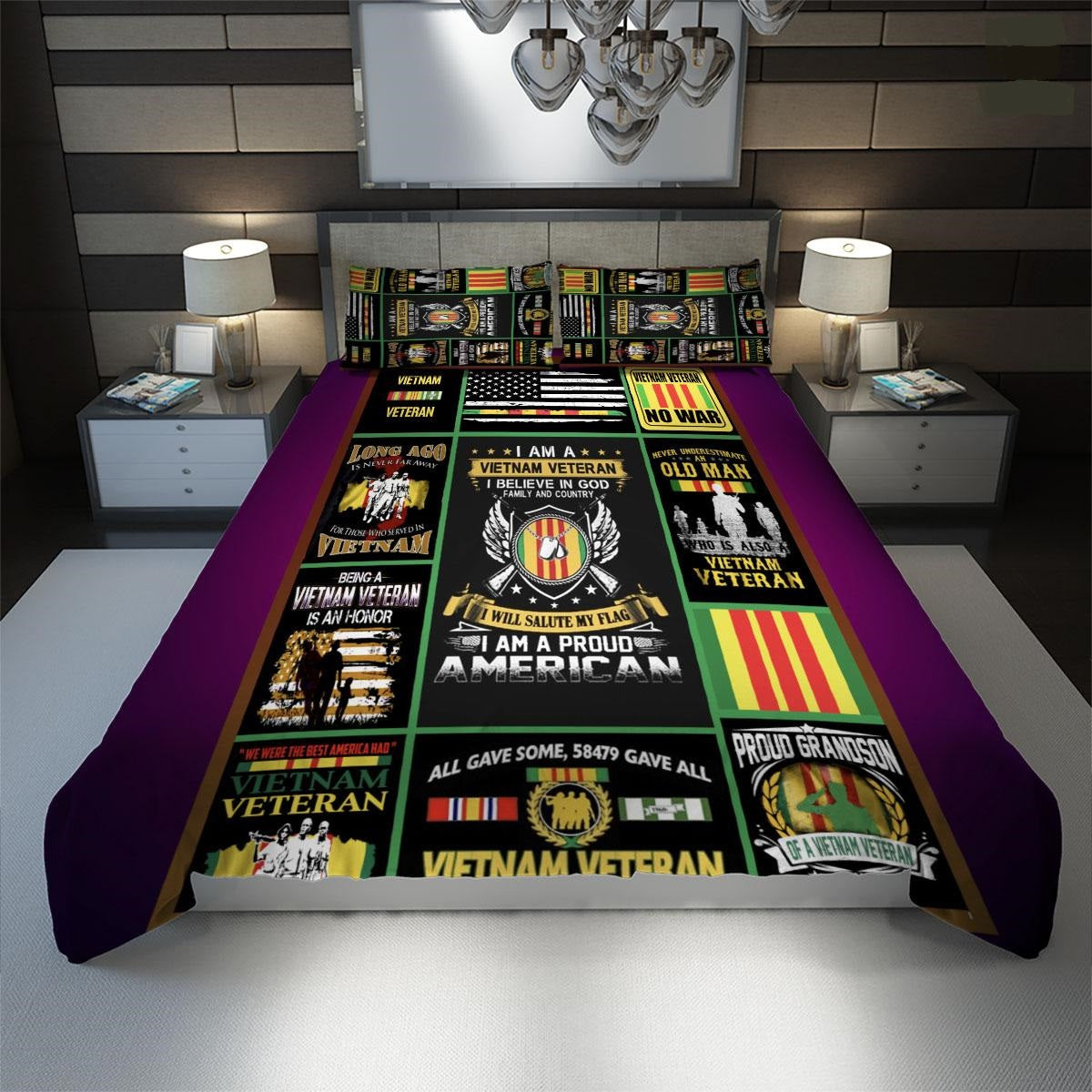 Veteran Bedding Set I'm A Vietnam Veteran I Believe In God Duvet Covers Black