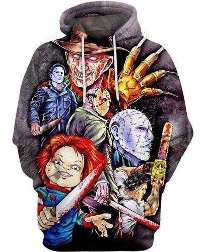 Halloween Horror Freddy Krueger Michael Myers Jason Leatherface Chucky 3D All Over Print Hoodie & Zip Hoodie