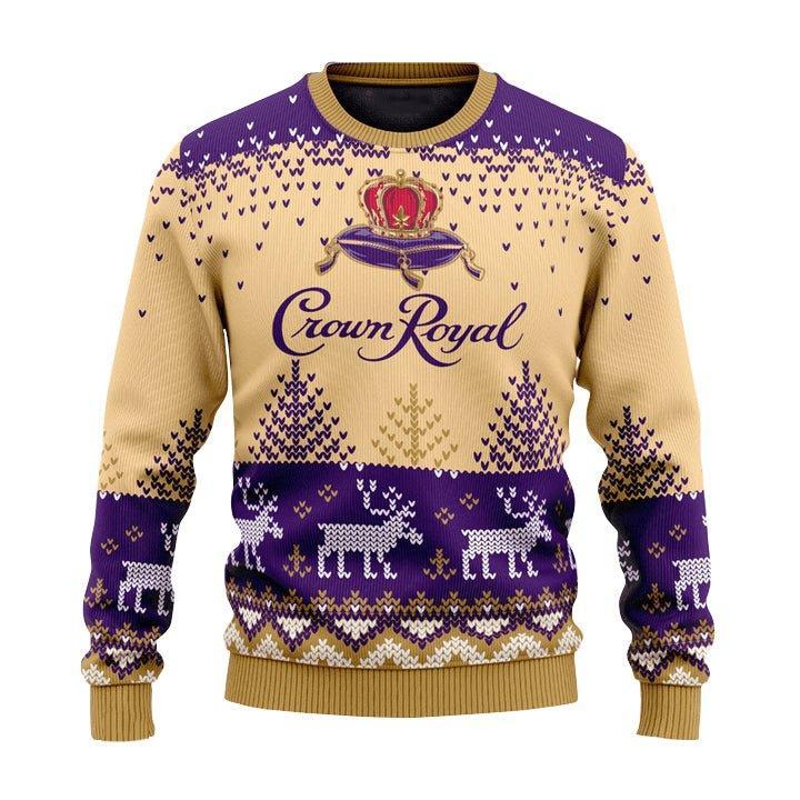 Personalized Crown Royal Reindeer Ugly Christmas Sweater