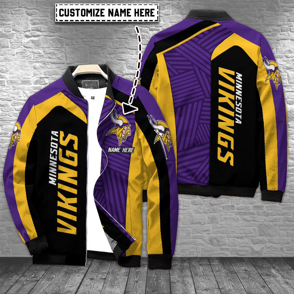 Minnesota Vikings Personalized Bomber Jacket BG528