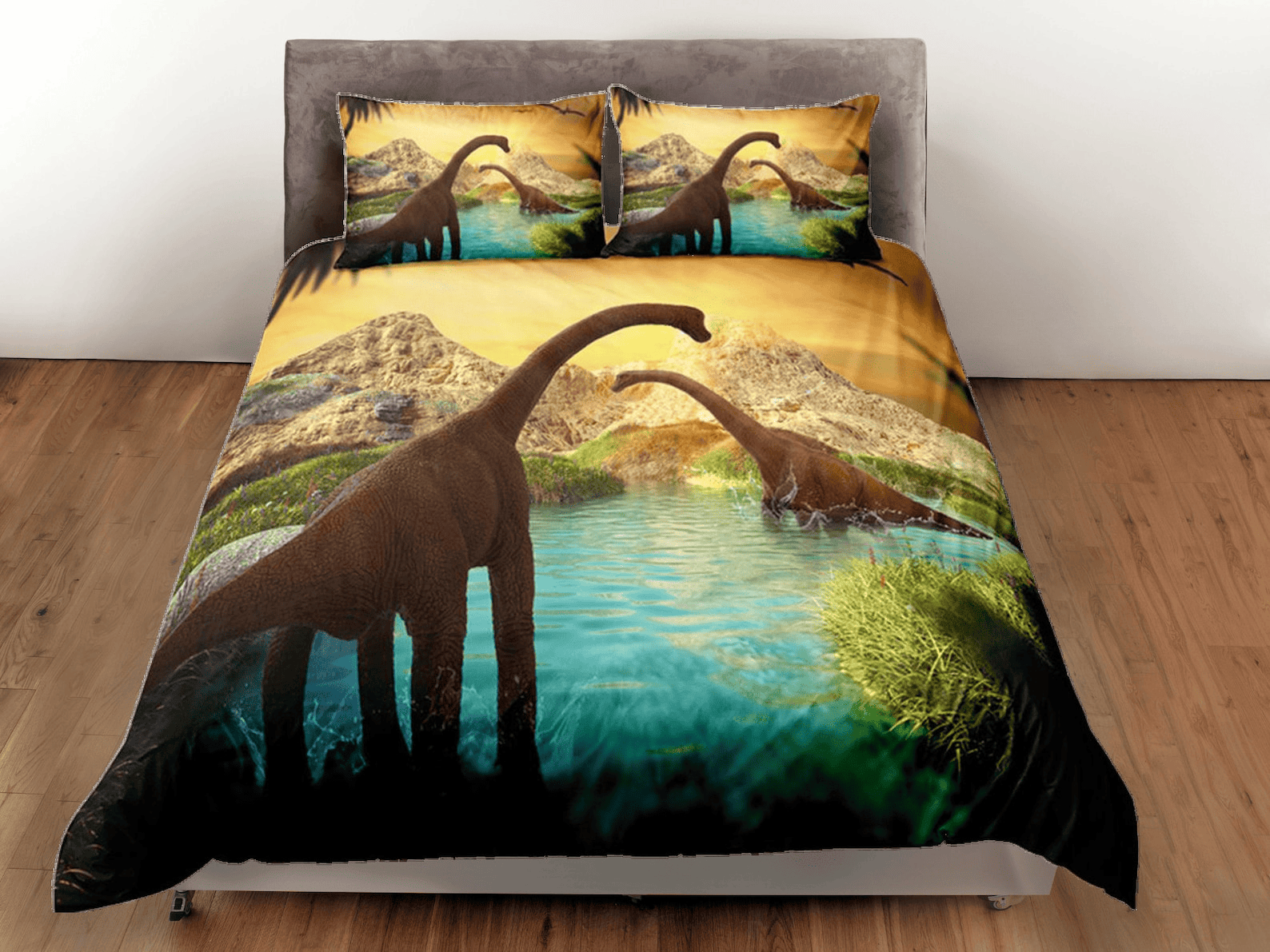 Dinosaur Bedding Set Brachiosaurus In Prehistoric Age Duvet Covers