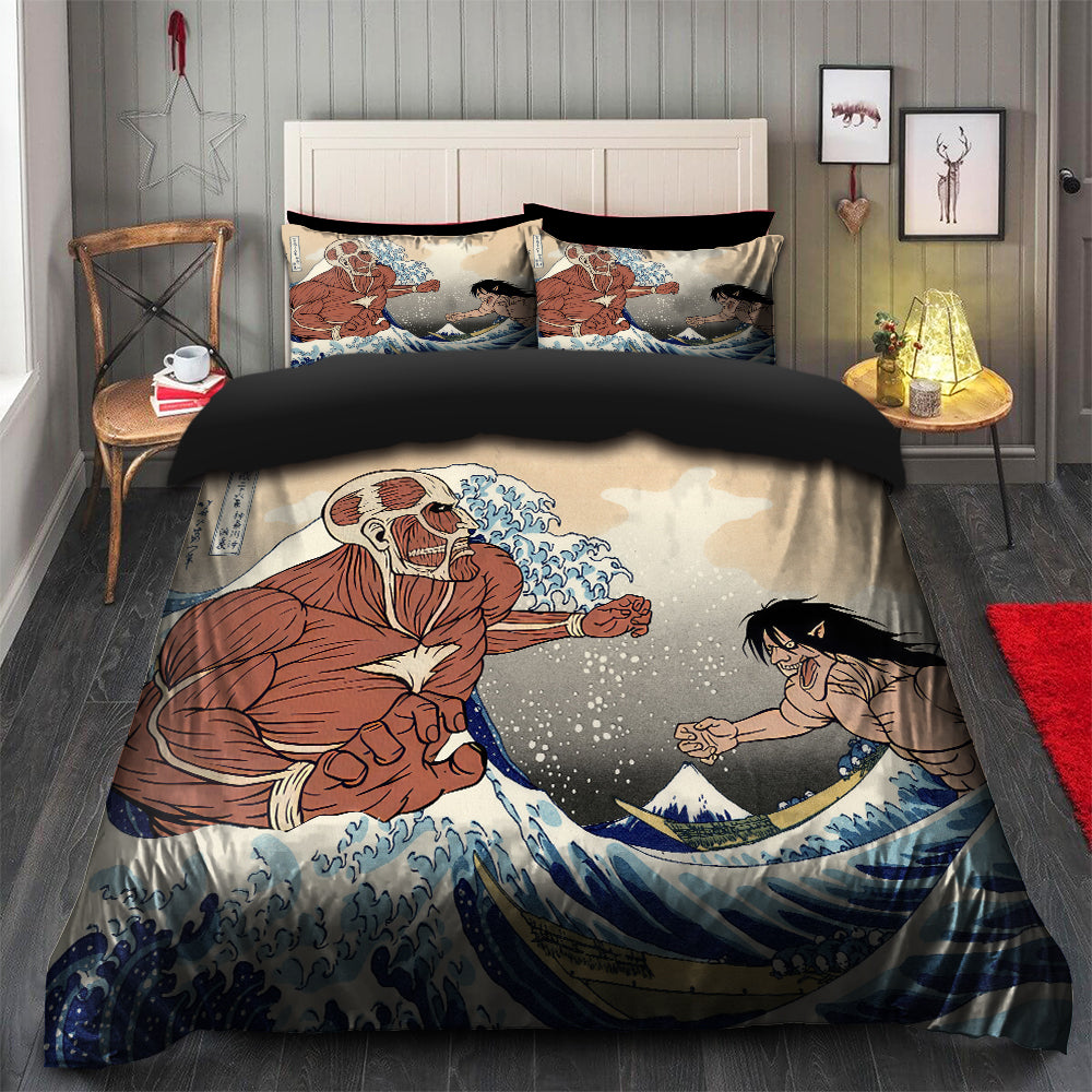 Attack On Titan Bedding Set Attack On Titan The Great Wave Duvet Covers