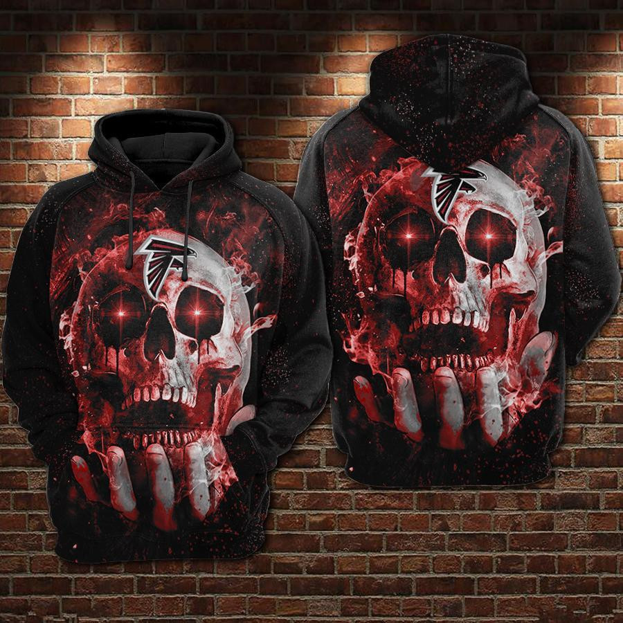 Atlanta Falcons Skull Black Red 3D All Over Print Hoodie & Zip Hoodie