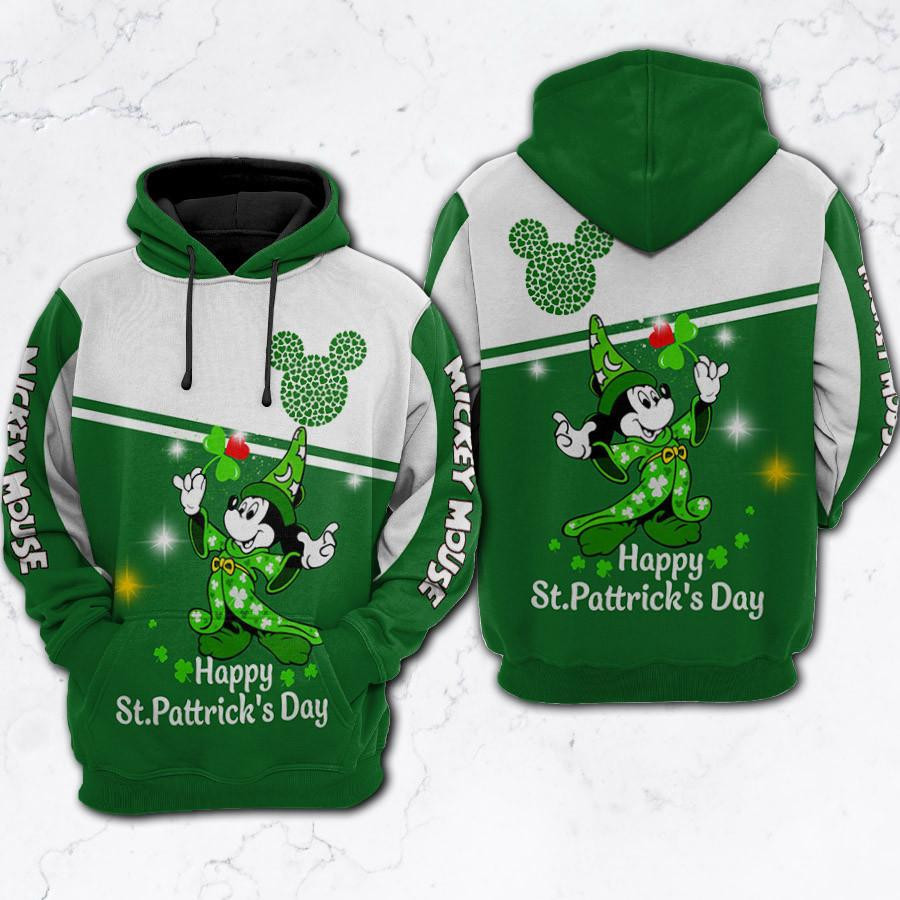 Mickey Disney Happy St Patrick’s Day Gift, Mickey Leprechaun Magic Aop Hoodie, Zip Hoodie, Fleece Jacket