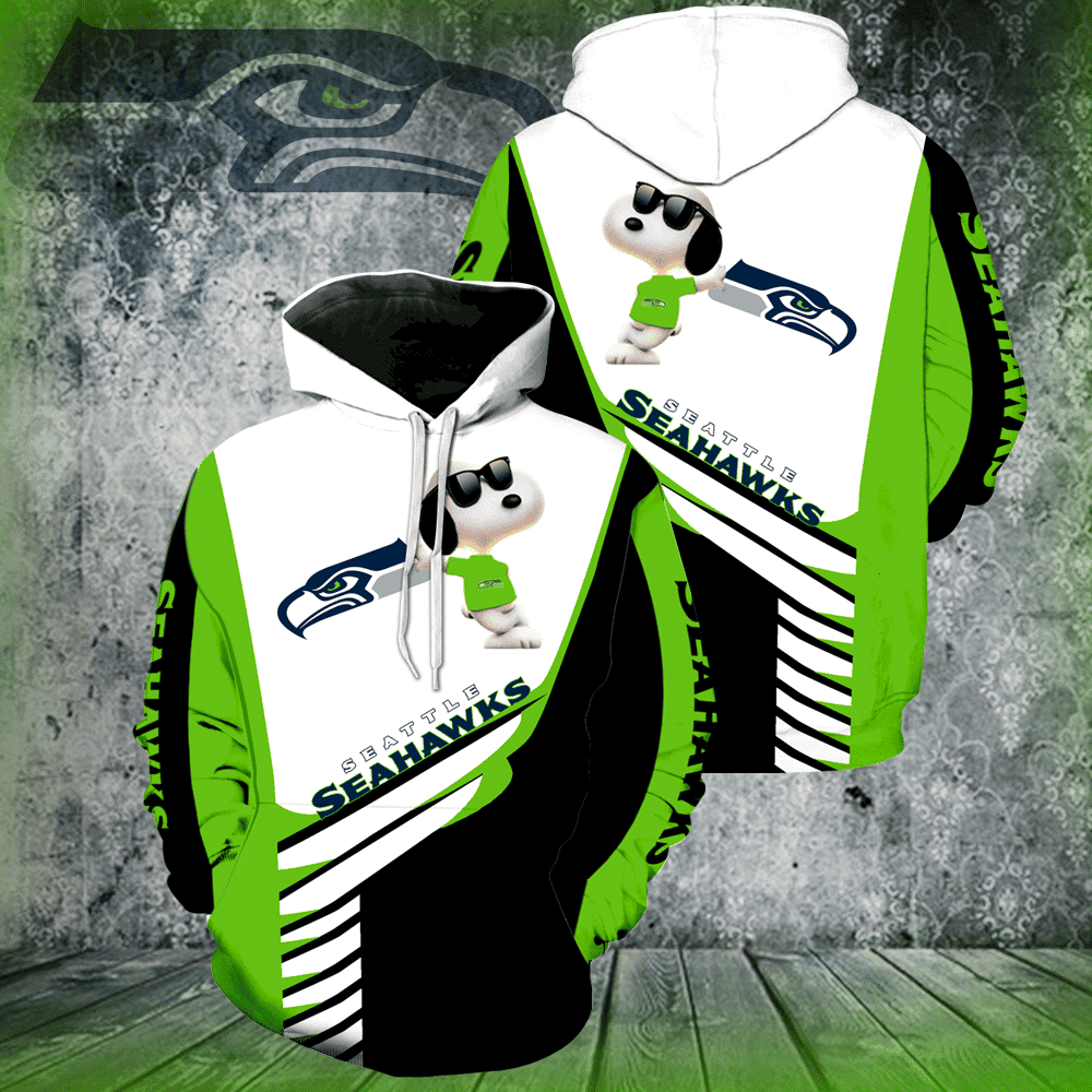Seattle Seahawks Snoopy 3D All Over Print Hoodie & Zip Hoodie
