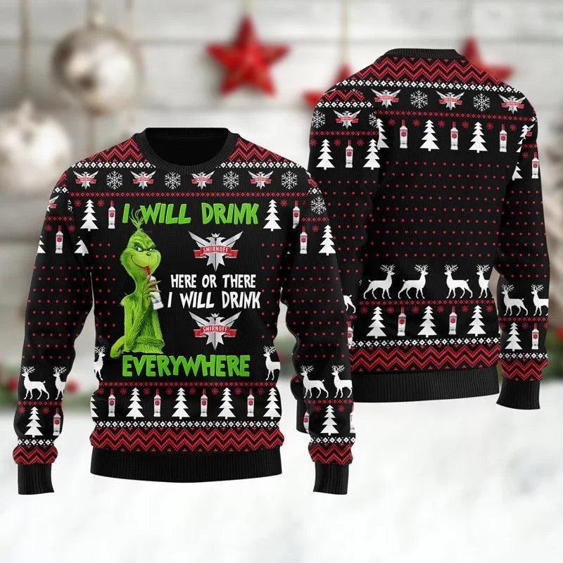 Smirnoff Will Drink Everywhere Ugly Christmas Sweater