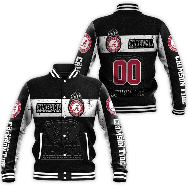 Alabama Crimson Tide Custom Name Number Baseball Jacket V7