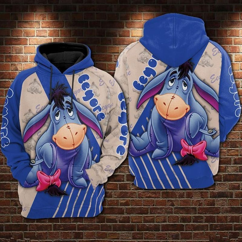 Eeyore Pattern Winnie The Pooh Over Print 3d Hoodie Zip Hoodie