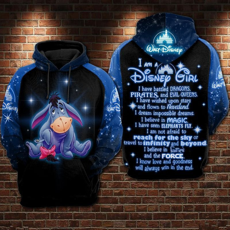 Eeyore I Am A Girl Over Print 3d Hoodie Zip Hoodie