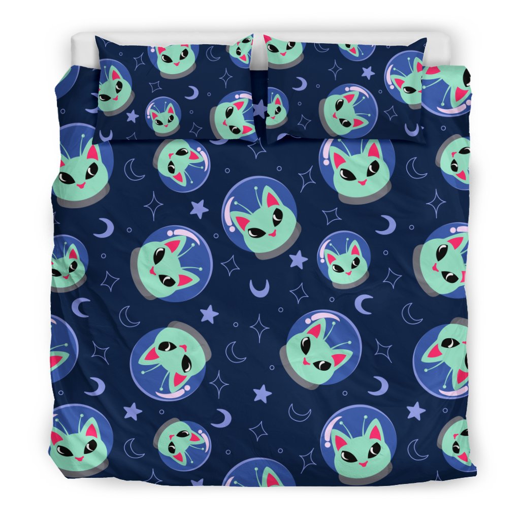 Alien Bedding Set Alien Cat Star Moon Pattern Duvet Covers
