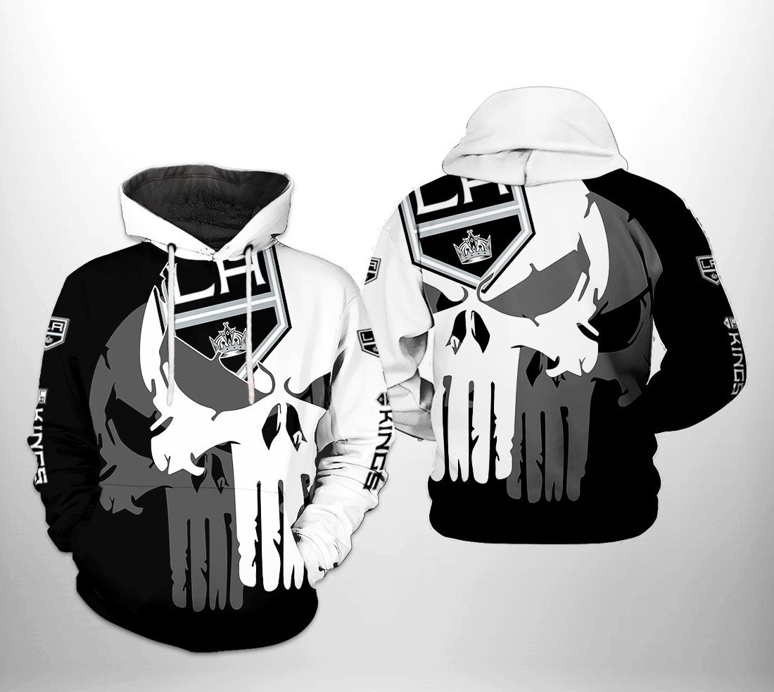 Los Angeles Kings Team Skull 3D All Over Print Hoodie & Zip Hoodie