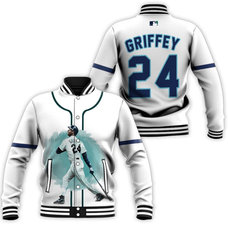 Seattle Mariners Ken Griffey Jr. 24 White Baseball Jacket