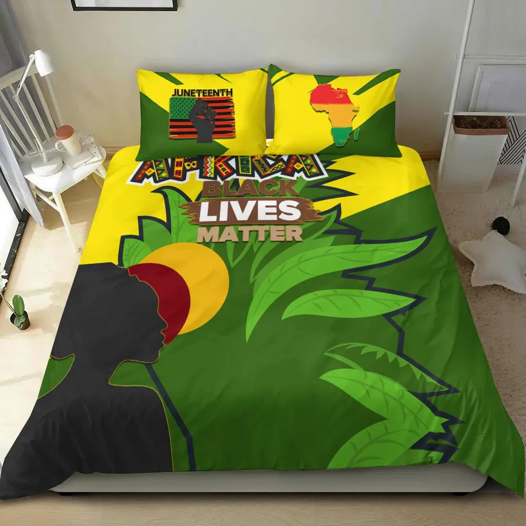 Africa Americans Bedding Set African Pride BLM Leaves Pattern Duvet Covers
