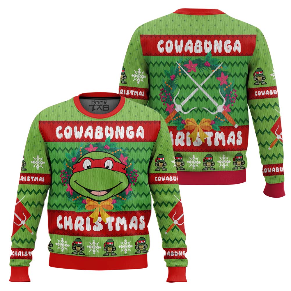 Cowabunga Raphael Christmas Teenage Mutant Ninja Turtles Ugly Christmas Sweater