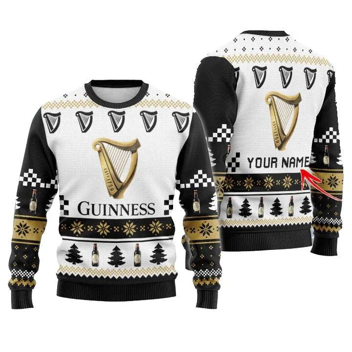 Personalized Guinness Christmas Star Ugly Christmas Sweater