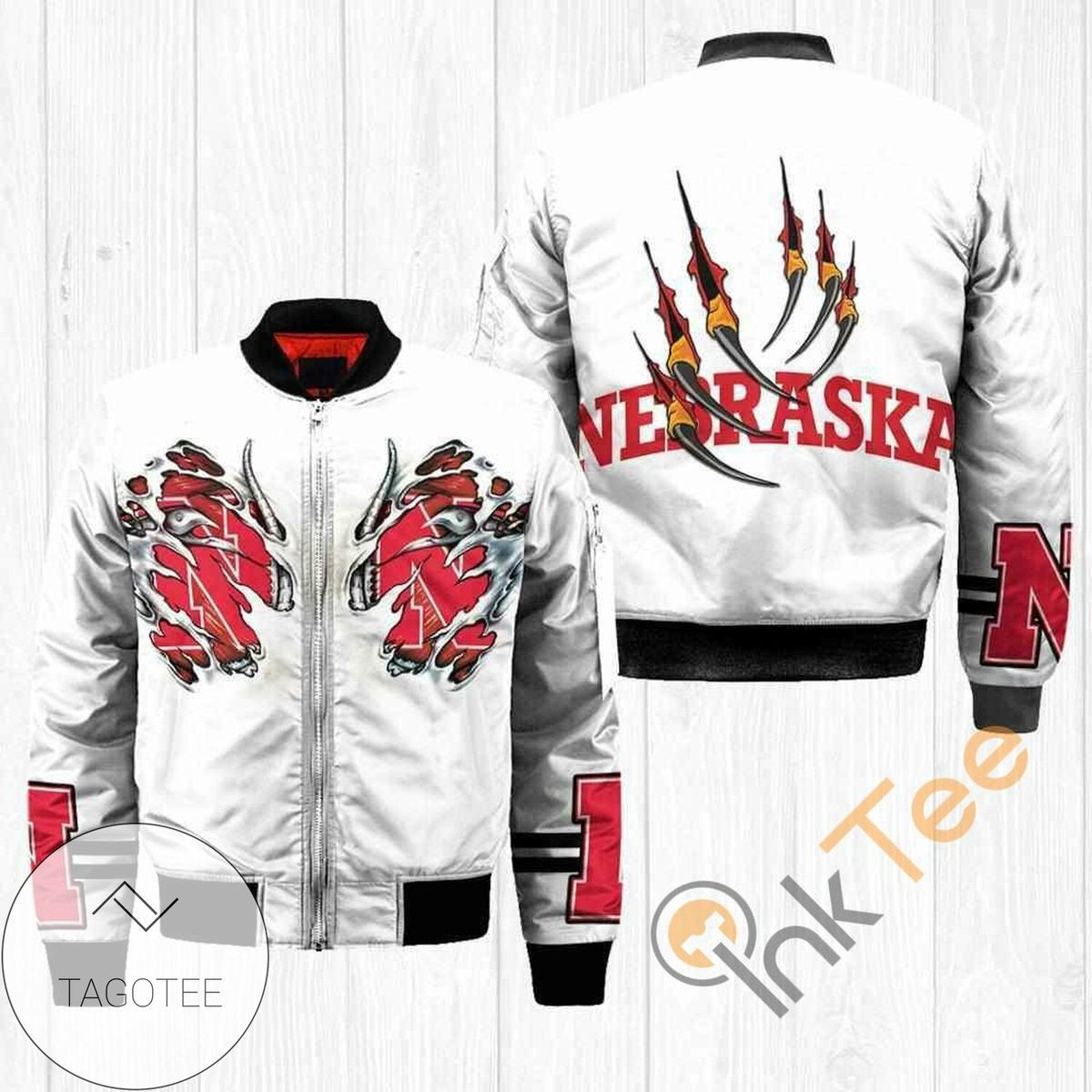 Nebraska Cornhuskers White Bomber Jacket