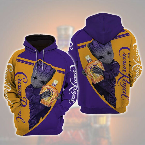 Baby Groot Crown Royal Whiskey 3d All Over Print Hoodie 1754