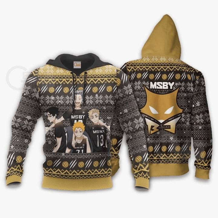 Msby Black Jackals Ugly Christmas Haikyuu 3d Hoodie Zip Hoodie