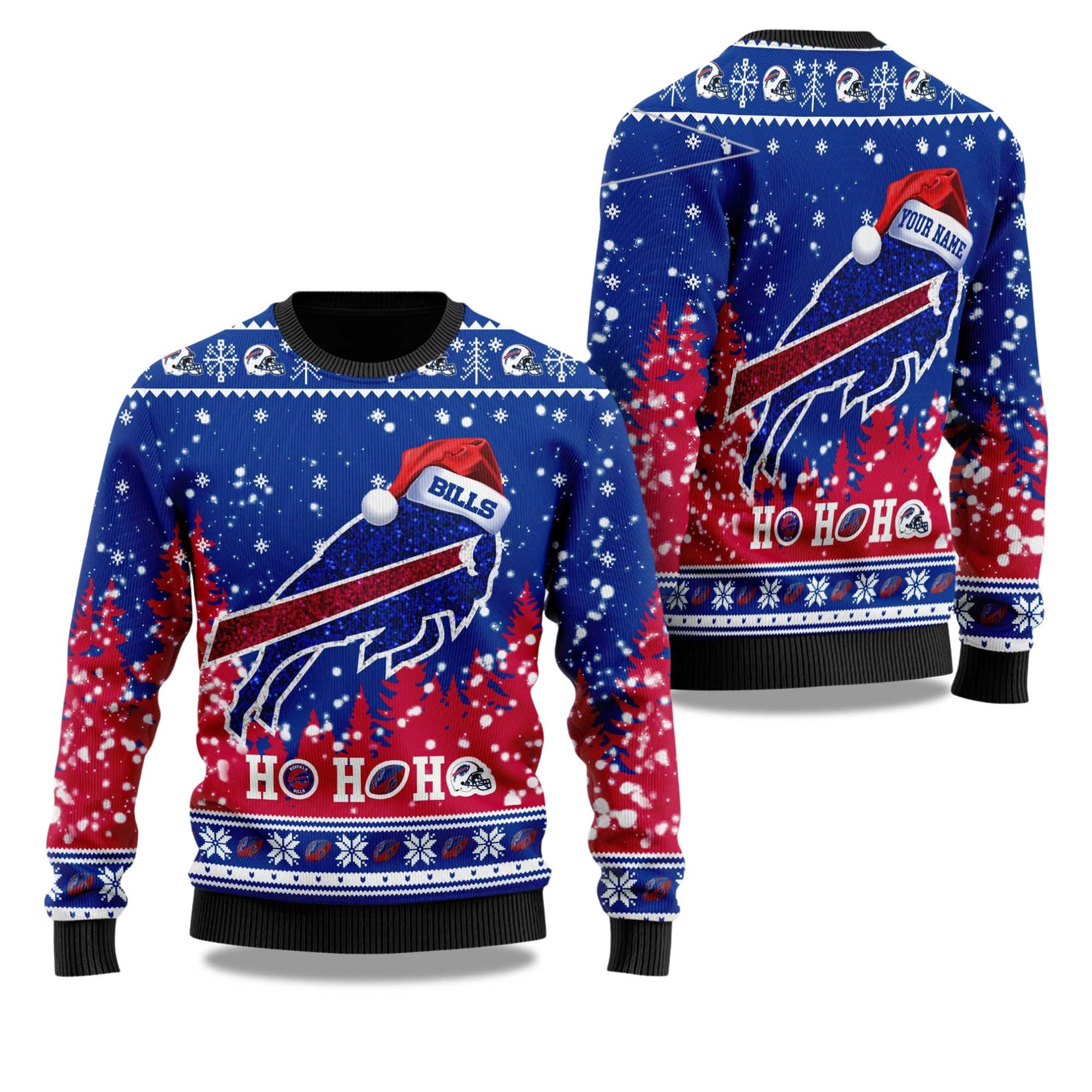 Custom 2025 Buffalo Bills Santa Christmas Ugly Sweater