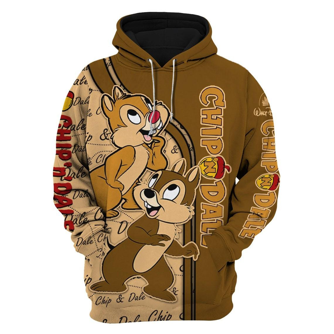 Chip 'n' Dale Fan Gift, Grumpy Dwarf Cartoon Graphic Outfits Gift Aop Hoodie, Zip Hoodie