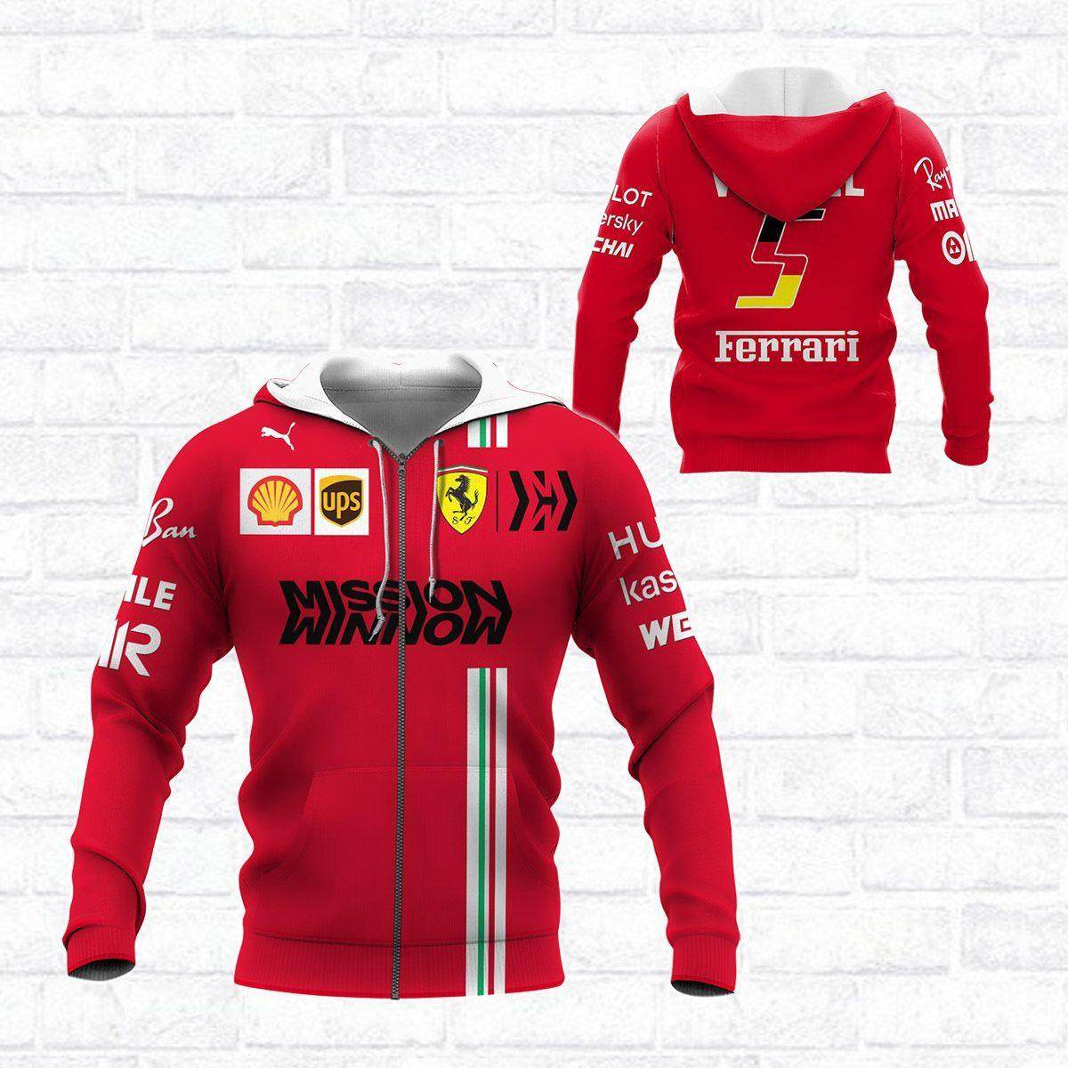 Sebastian Vettel Ferrari Racing Car F1 7k983 3d Zip Hoodie Hoodie Ii0