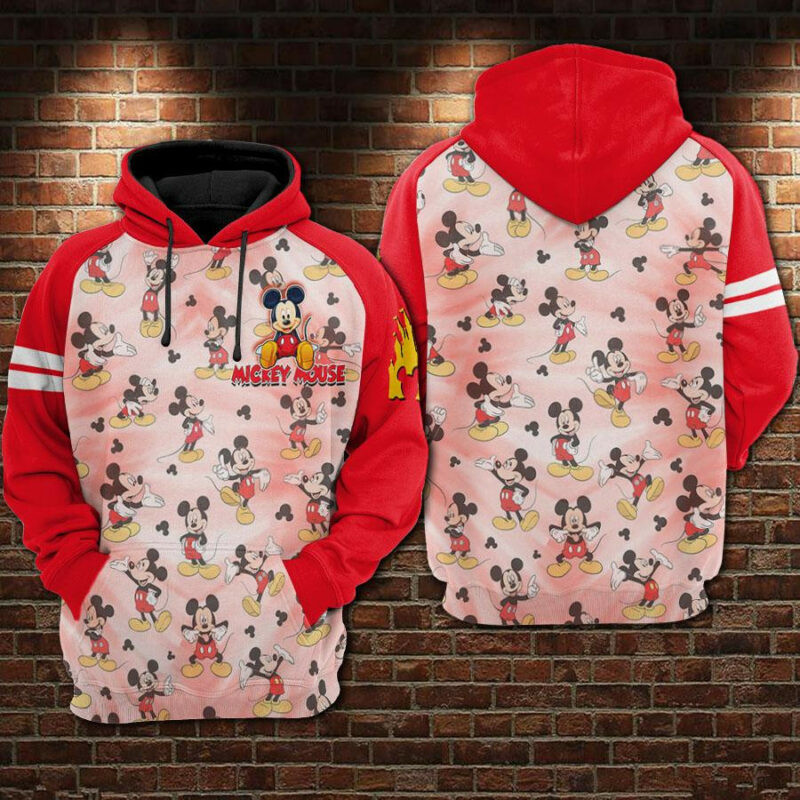 Mickey Mouse Red Pattern 3d Hoodie Zip Hoodie