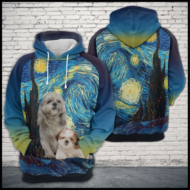 Shih Tzu Starry Night 3D All Over Print Hoodie & Zip Hoodie