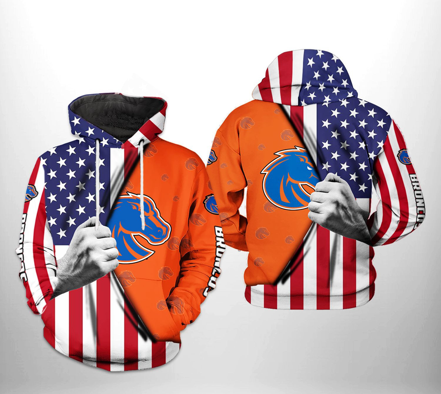 Boise State Broncos US FLag 3D All Over Print Hoodie & Zip Hoodie