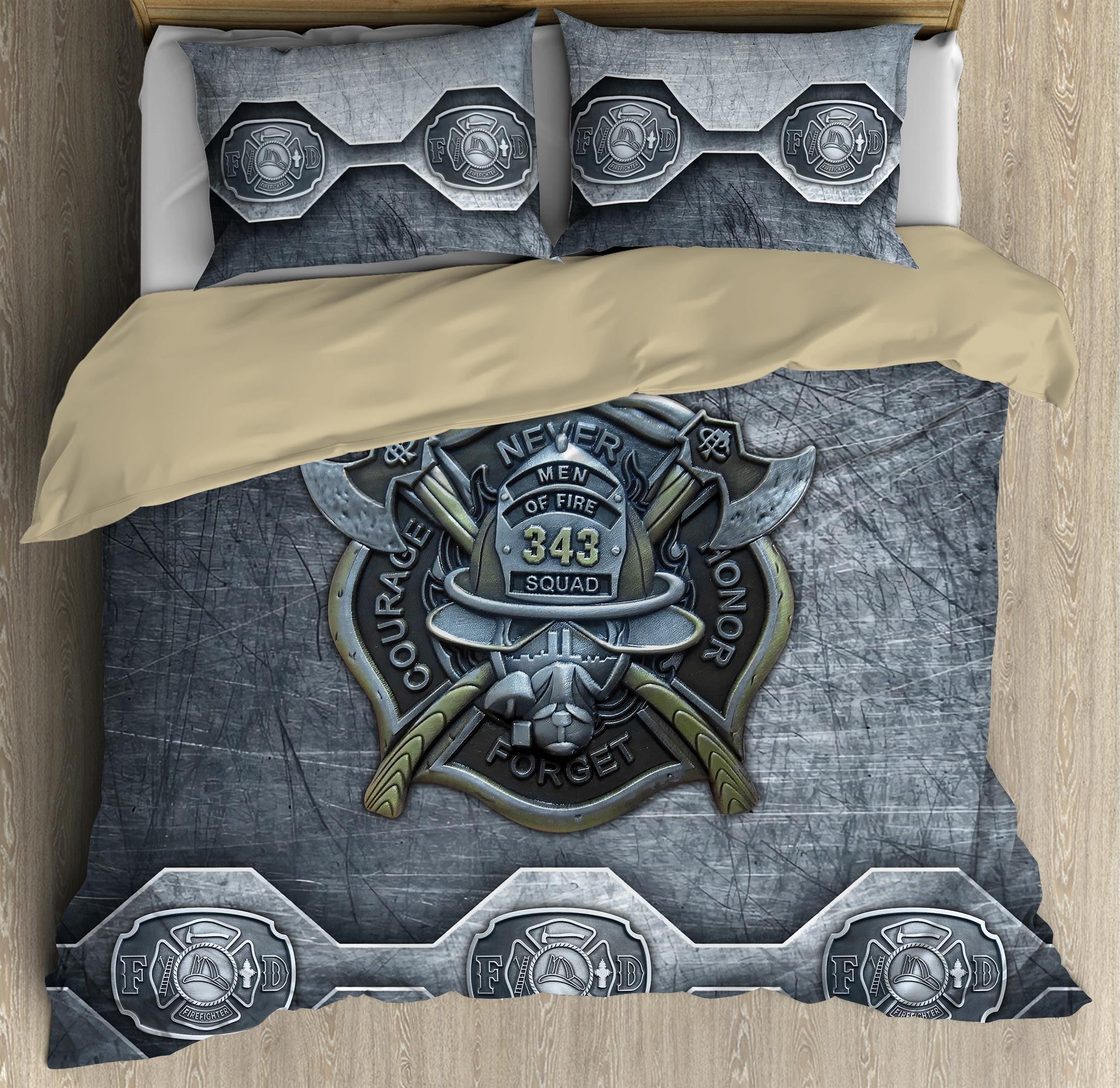 Firefighter Bedding Set Firefighter Warrior Emblem Symbol Duvet Covers